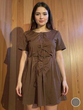 Bardot Chocolate Ruched Mini Dress
